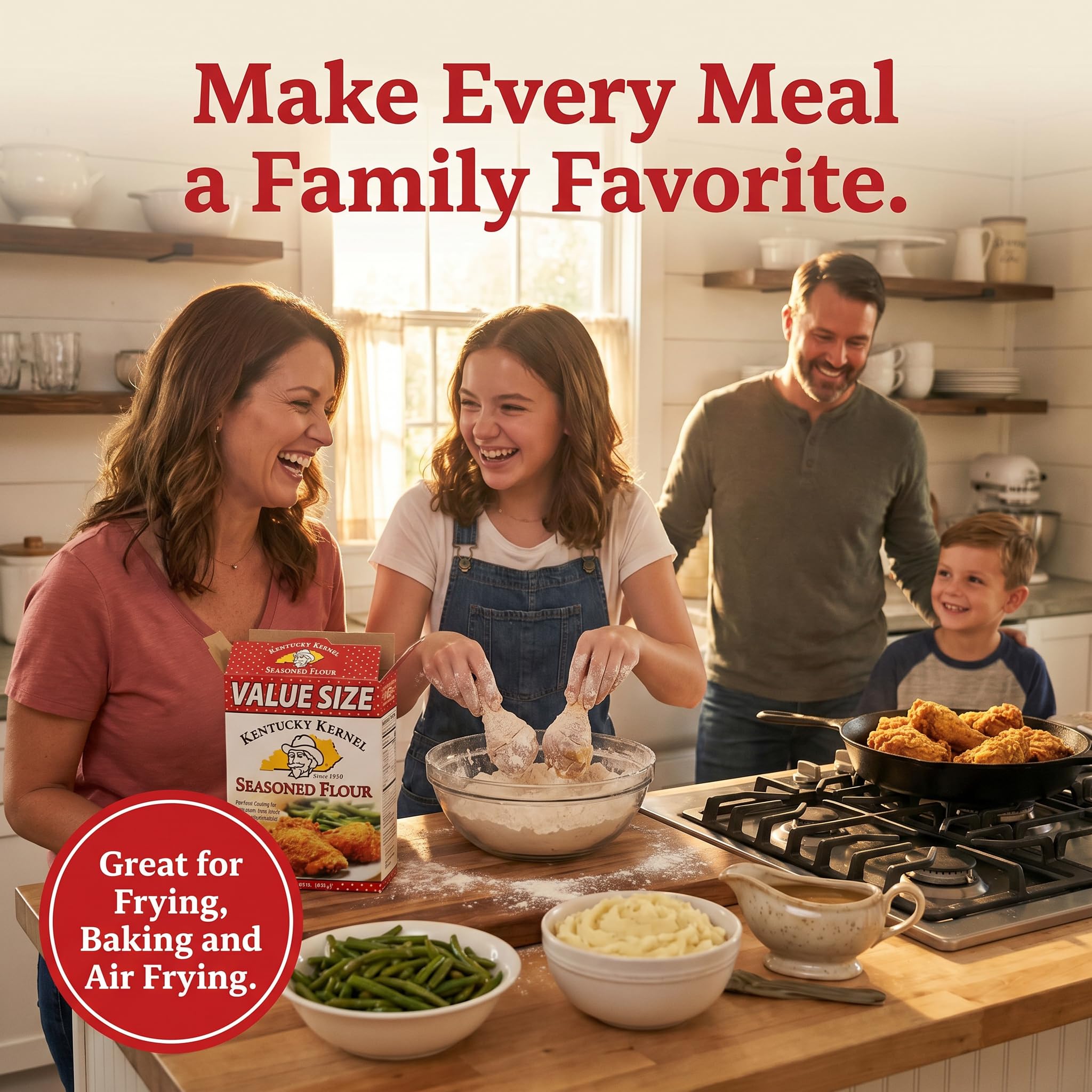 Kentucky Kernel Flour Seasoned 22 oz (Pack of 6) - Groceries Spices Seasoning - Butter Steak Fries Pork Chops Ribs - Under 5 Dollar Items with Food