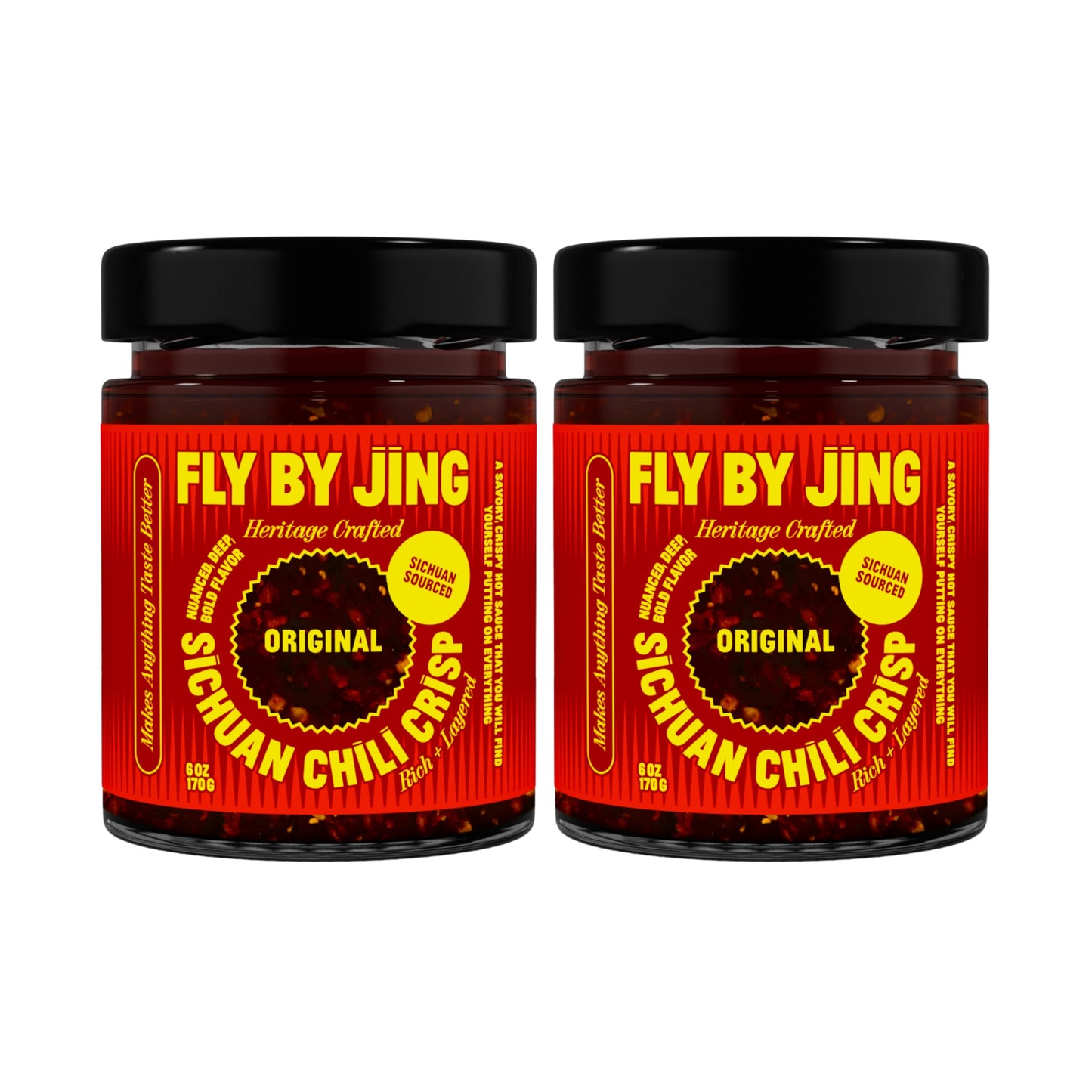 FLYBYJING Original Sichuan Chili Crisp: Premium Chili Oil w/Crunchy Garlic and Shallots - Spicy, Savory, Vegan, Sugar Free Hot Sauce - Good on