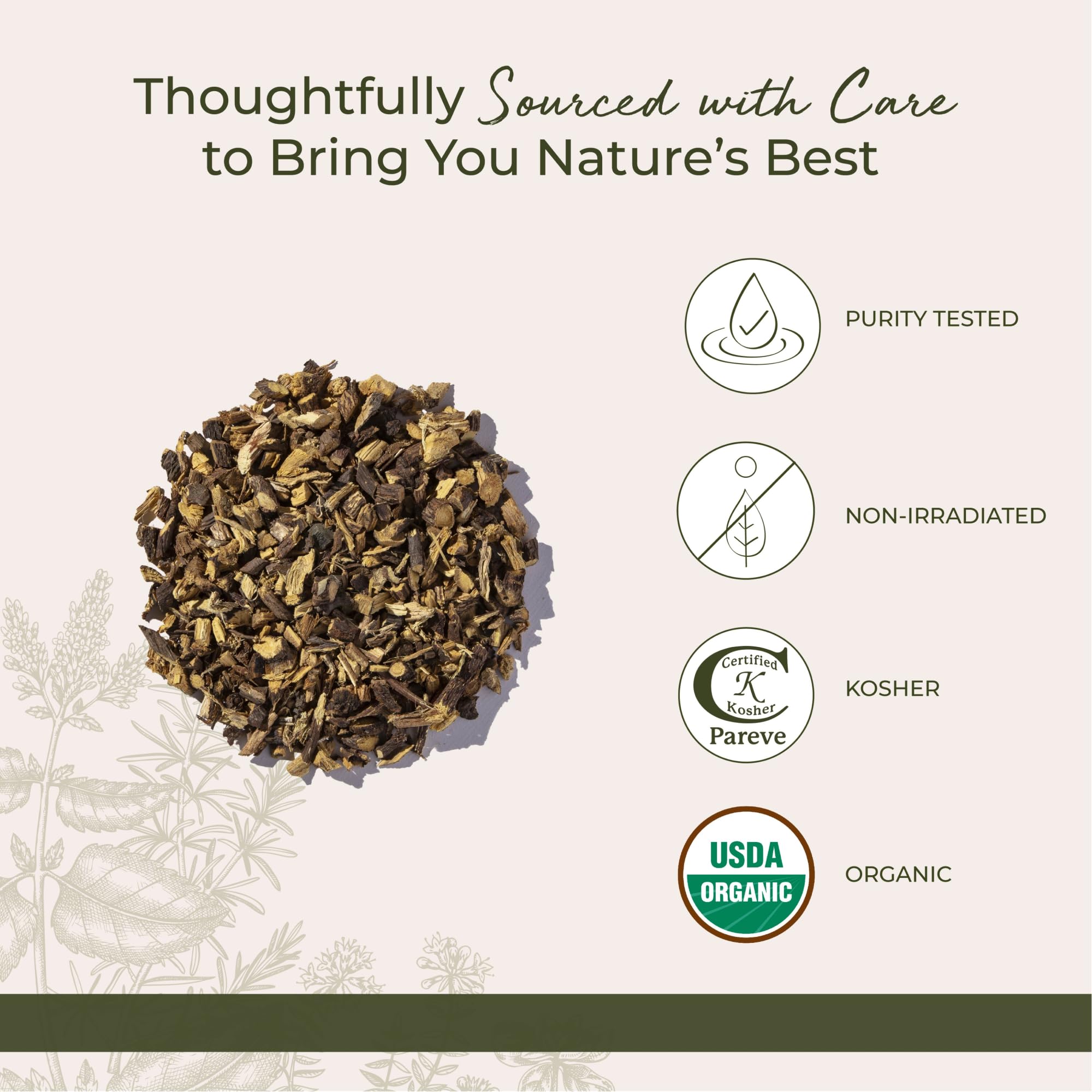 Starwest Botanicals Organic Dried Licorice Root - Herb for Loose Leaf Tea Blends, Candy, & Baked Goods, Cut & Sifted, Certified Kosher, Non-GMO - 4 oz