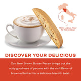 Nonni's Brown Butter Pecan Biscotti, Nutty Pecan Cookie with Rich Browned Butter Flavor, 8 Individually Wrapped Bakery Snacks, 5.52 oz