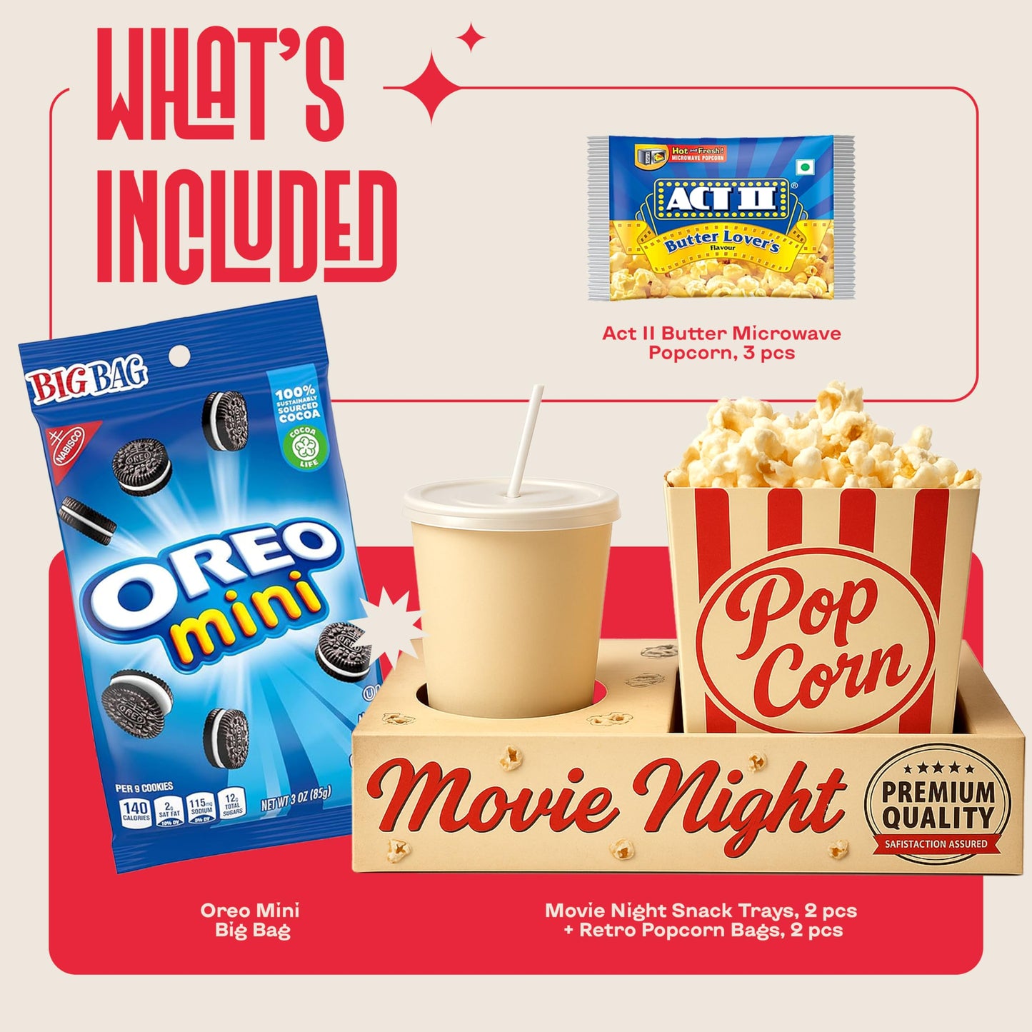 Movie Night Supplies: Candy Variety Pack - Movie Gift Basket Includes Theatre Candy Assortment, Snack Trays, Popcorn Buckets - Date Night Kit