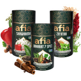 Afia Mediterranean Spice Blends Gift Set | Za’atar, Baharat & Shawarma Spice | Mediterranean for Steak, Chicken and Vegetable Seasoning, BBQ Rub (Pack