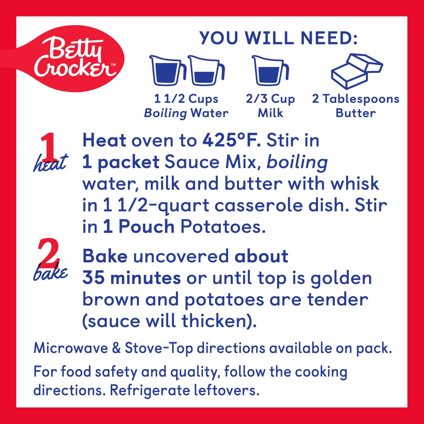 Betty Crocker Au Gratin Casserole Potatoes, Made with Real Cheese, Twin Pack, 8 oz Box