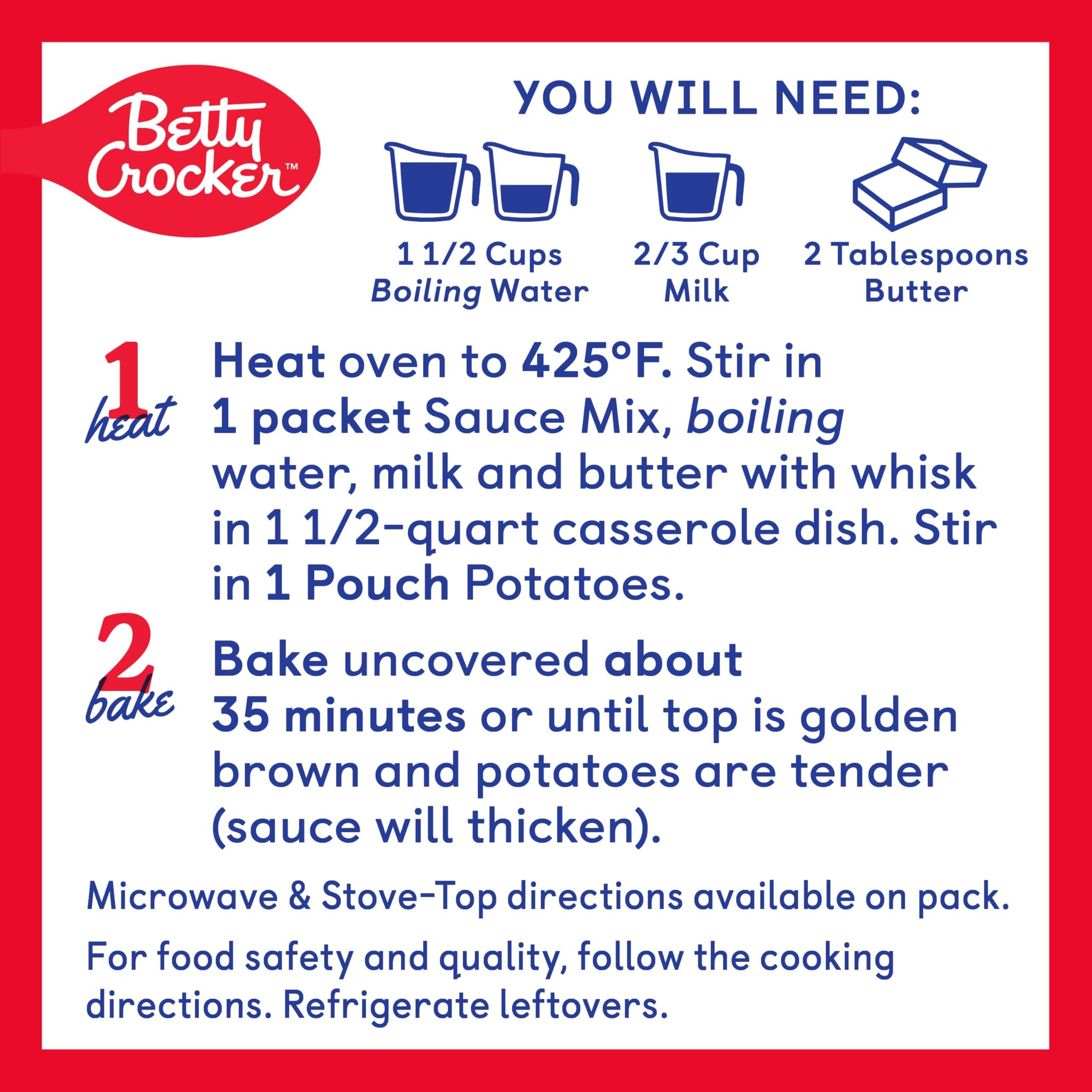 Betty Crocker Au Gratin Casserole Potatoes, Made with Real Cheese, Twin Pack, 8 oz Box