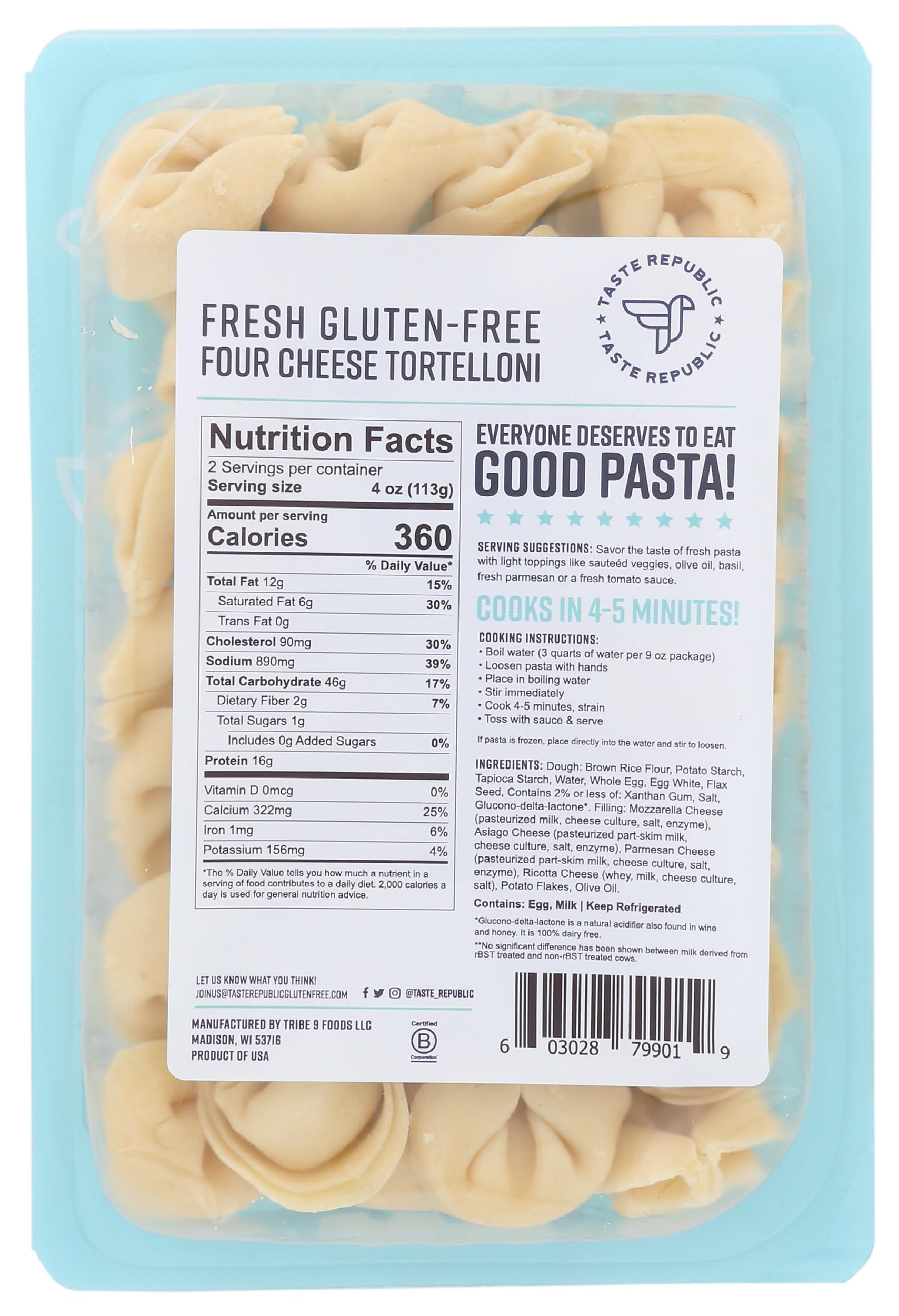 Gluten-Free Tortellini Pasta (Four Cheese, 9 Ounce (Pack of 1))