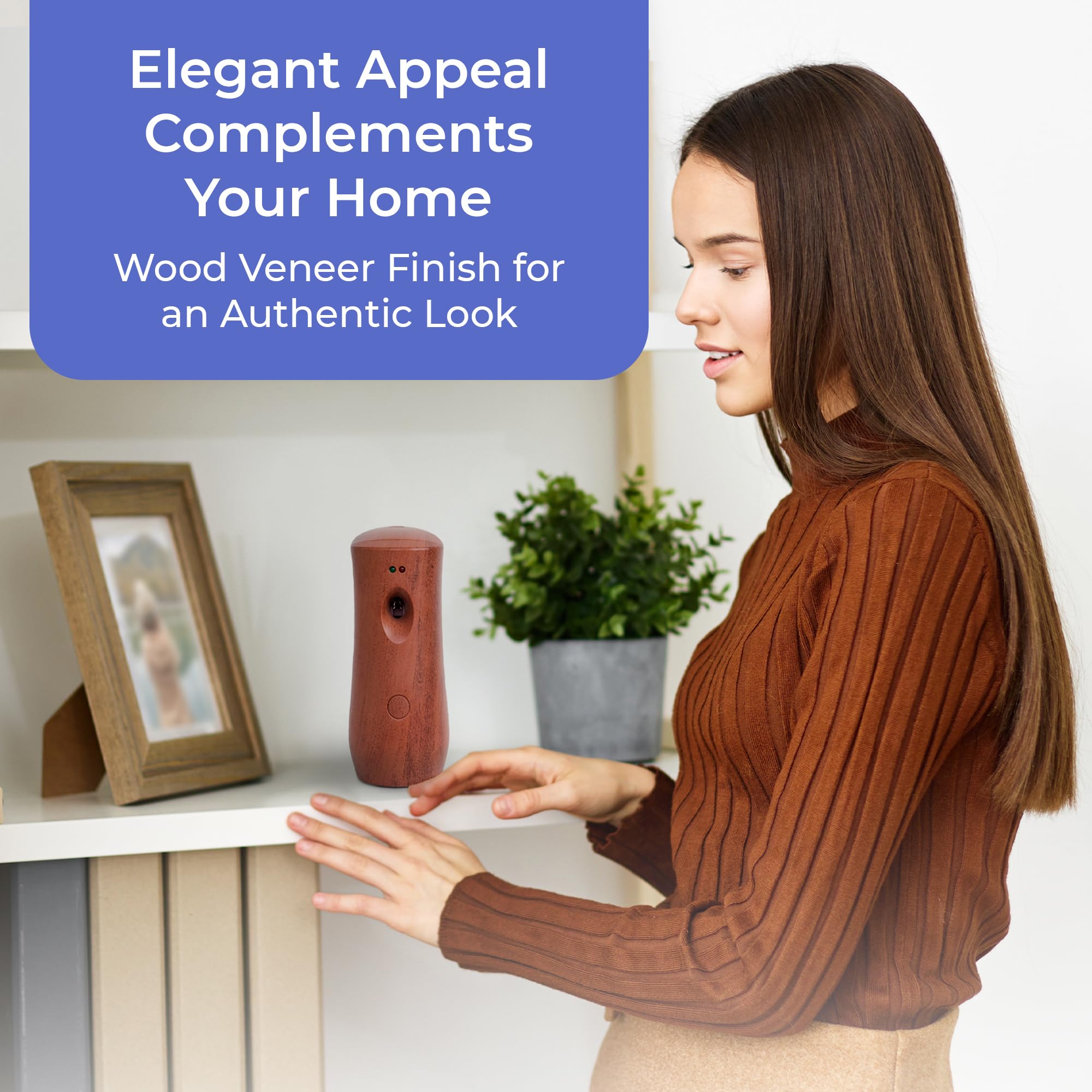 Automatic Air Freshener Spray Dispenser: Automatic Spray Dispenser with Elegant Wood Design for Commercial or Home Use (1-Pack), Battery Powered Free