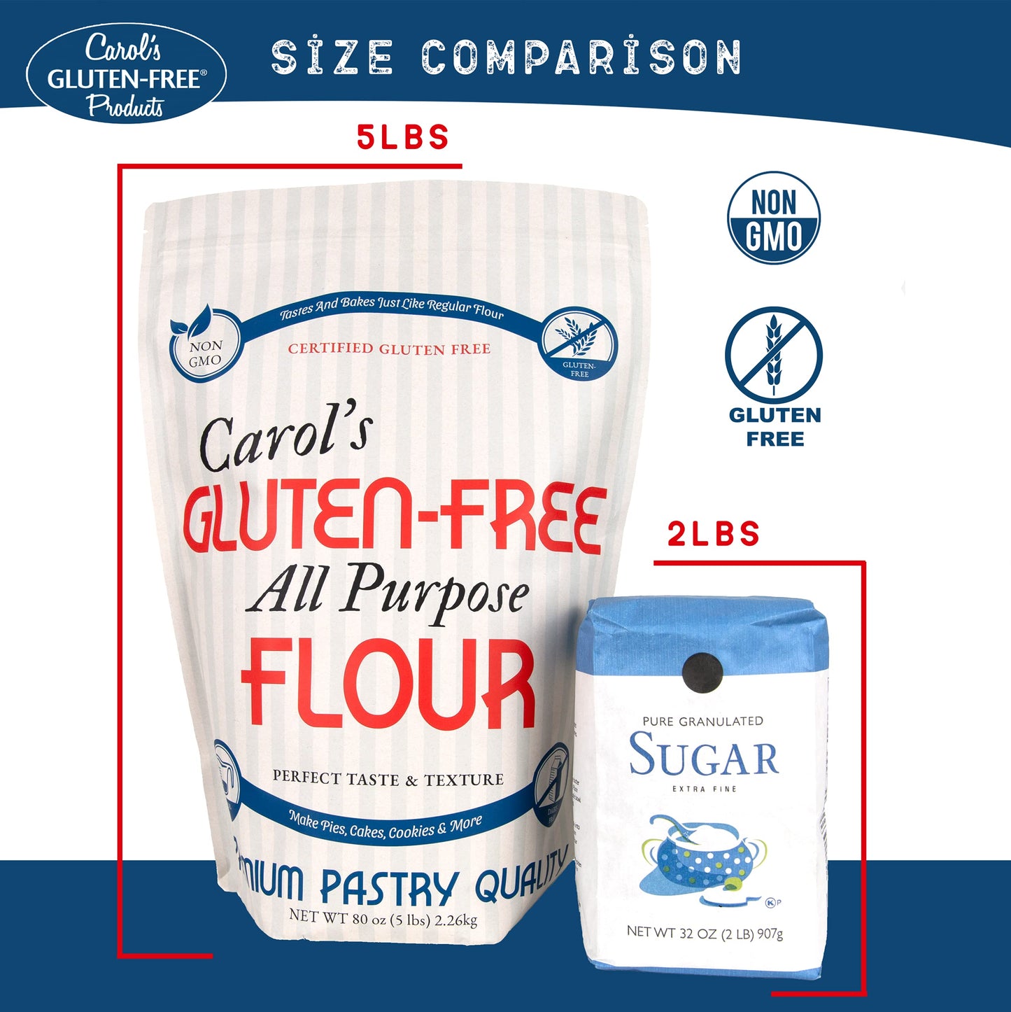 Carol's Gluten Free Flour All Purpose 1 to 1 for Bread Baking, Pizza Dough, Cookie mix, Gluten Free Snacks | a Dairy Free Mix of White Rice/Glutinous