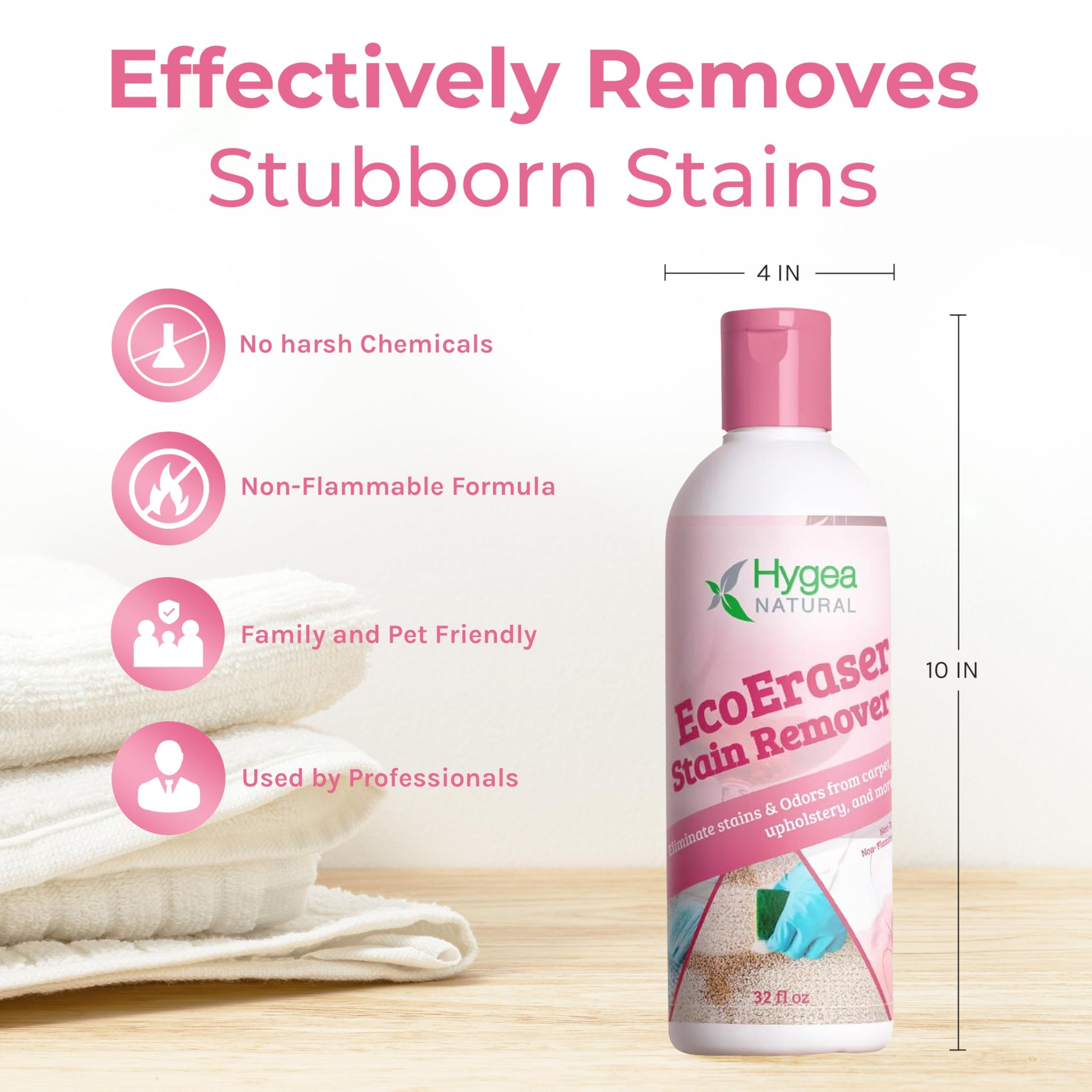 Hygea Natural EcoEraser - Enzyme Cleaner for Pet, Cat, & Dog Urine & Stains - Strong Stain & Odor Liquid Remover Deodorizing Spot Cleaner - Also