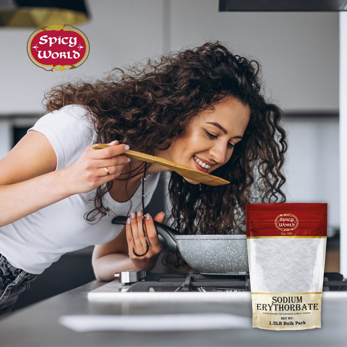 Spicy World Pure Sodium Erythorbate 1.5 Pound Large - Top Food Grade - Great for Sausage Making and Meat Curing