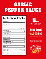 Cajun Nation CAJUN HEAT Garlic Pepper Sauce 5oz - Spicy Garlic Hot Sauce with No MSG - Authentic Louisiana Style Heat from the Cajun Coast - Low