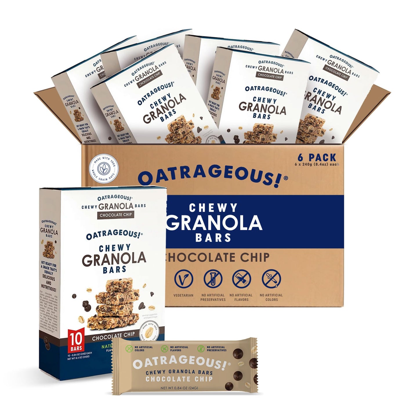 OATRAGEOUS! Chewy Granola Bars, Chocolate Chip Granola Bar Made with Whole Grain Oats for Protein, Healthy Grains and Fiber, Snack or Breakfast Bars