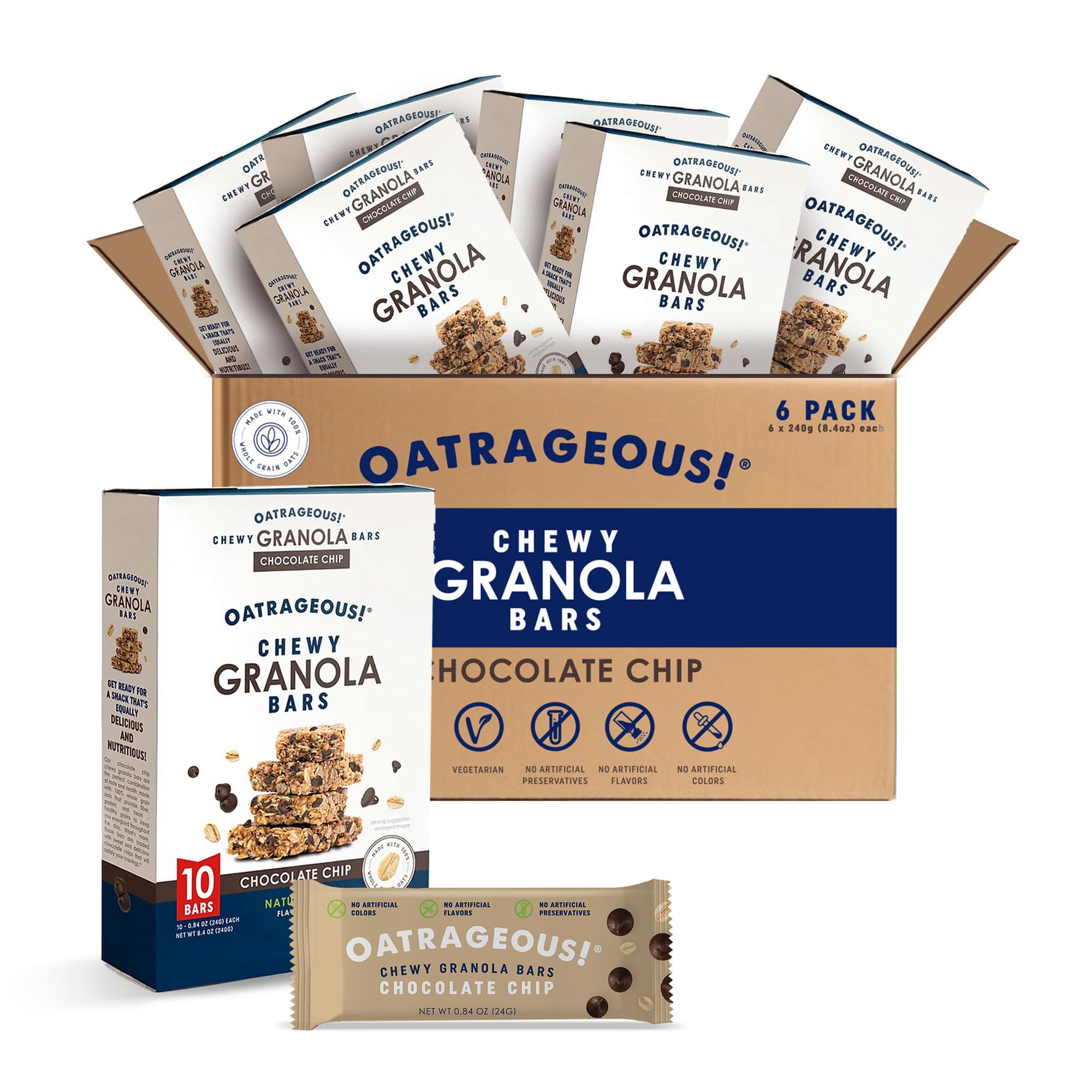 OATRAGEOUS! Chewy Granola Bars, Chocolate Chip Granola Bar Made with Whole Grain Oats for Protein, Healthy Grains and Fiber, Snack or Breakfast Bars