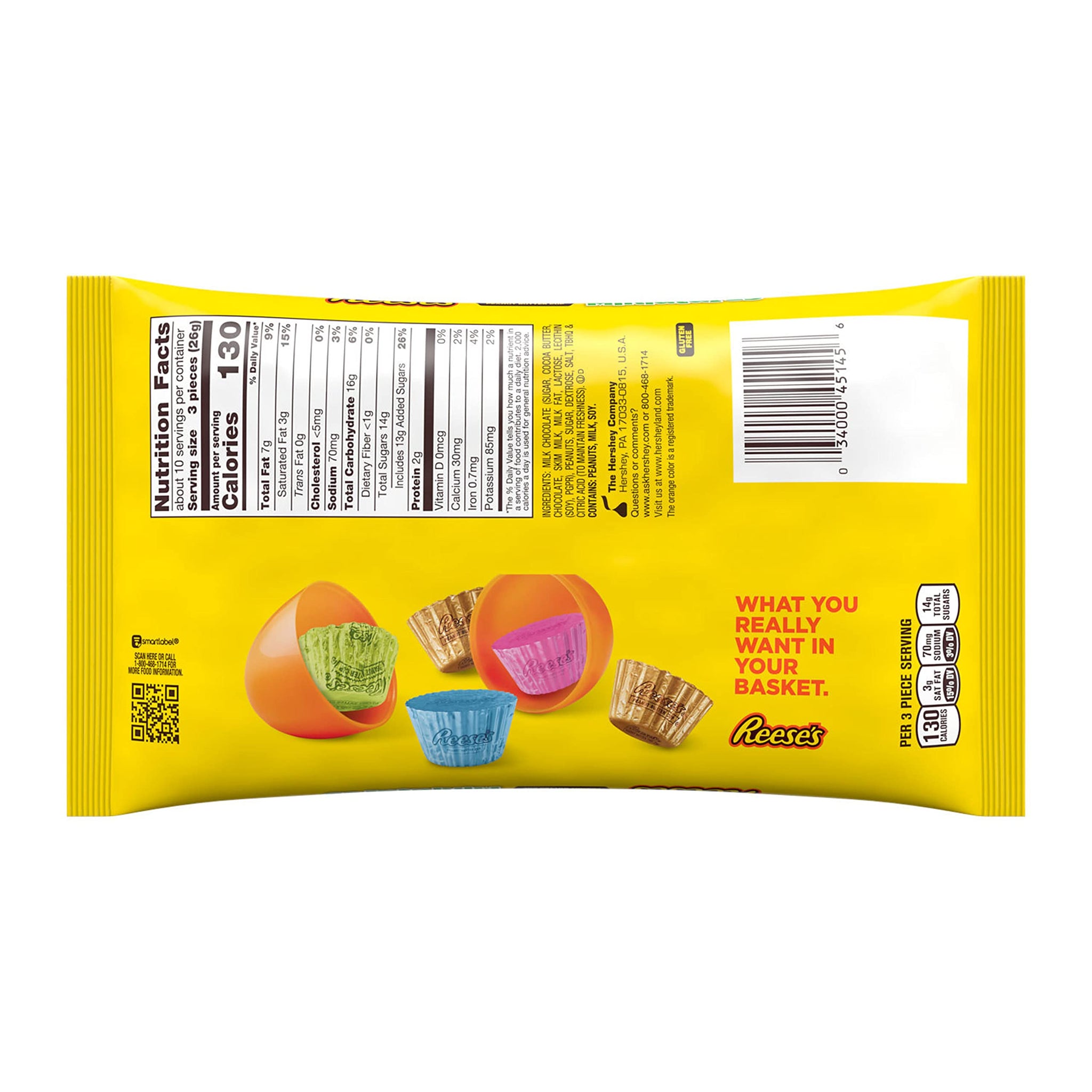 REESE'S Miniatures Milk Chocolate Peanut Butter Cups, Easter Candy Bag, 9.6 oz