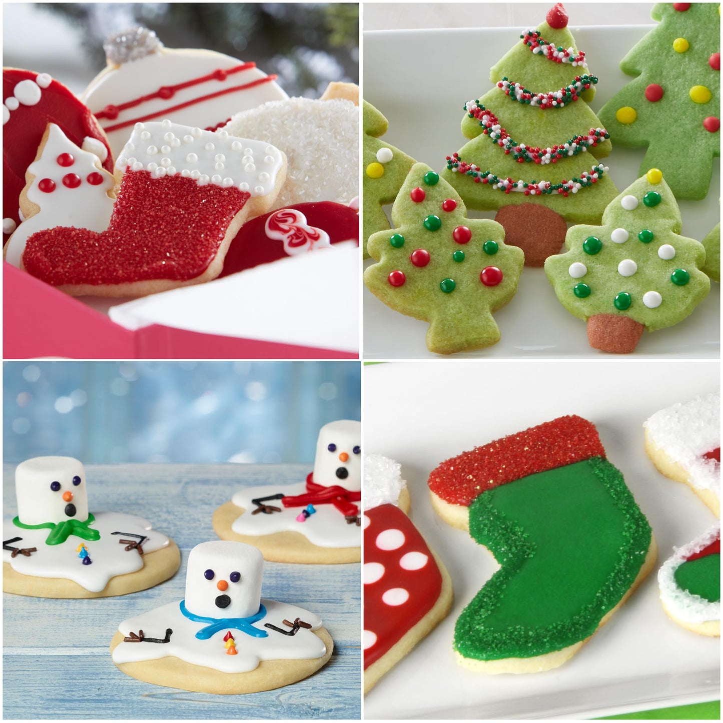 Cake Mate Christmas Cookie Decorating Kit - Red & Green Decorating Sugar (2.25 oz), White, Red & Green Cookie Icing Pouches (7 oz), Jingle Mix Non