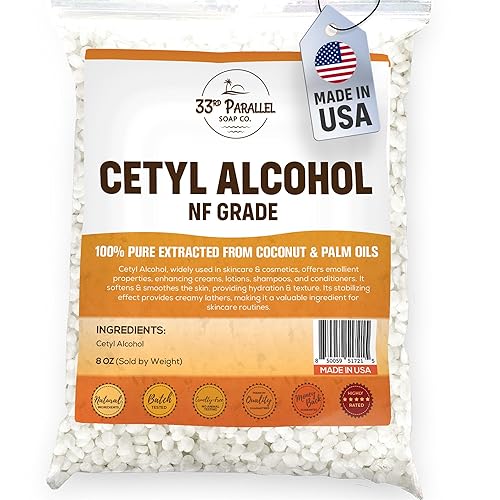Cetyl Alcohol NF Grade (8 oz) 100% Pure Extracted from Coconut & Palm Oils. Premium Granules Cetyl Alcohol for Lotion Making, Creams, Scrubs