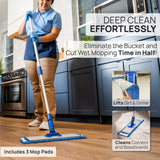 18” Pro Microfiber Hardwood Floor Mop - Cleans Floor in Seconds | Dust & Wet Mopping | Hardwood, Tile, Laminate & Vinyl with 3 Washable Pads, No