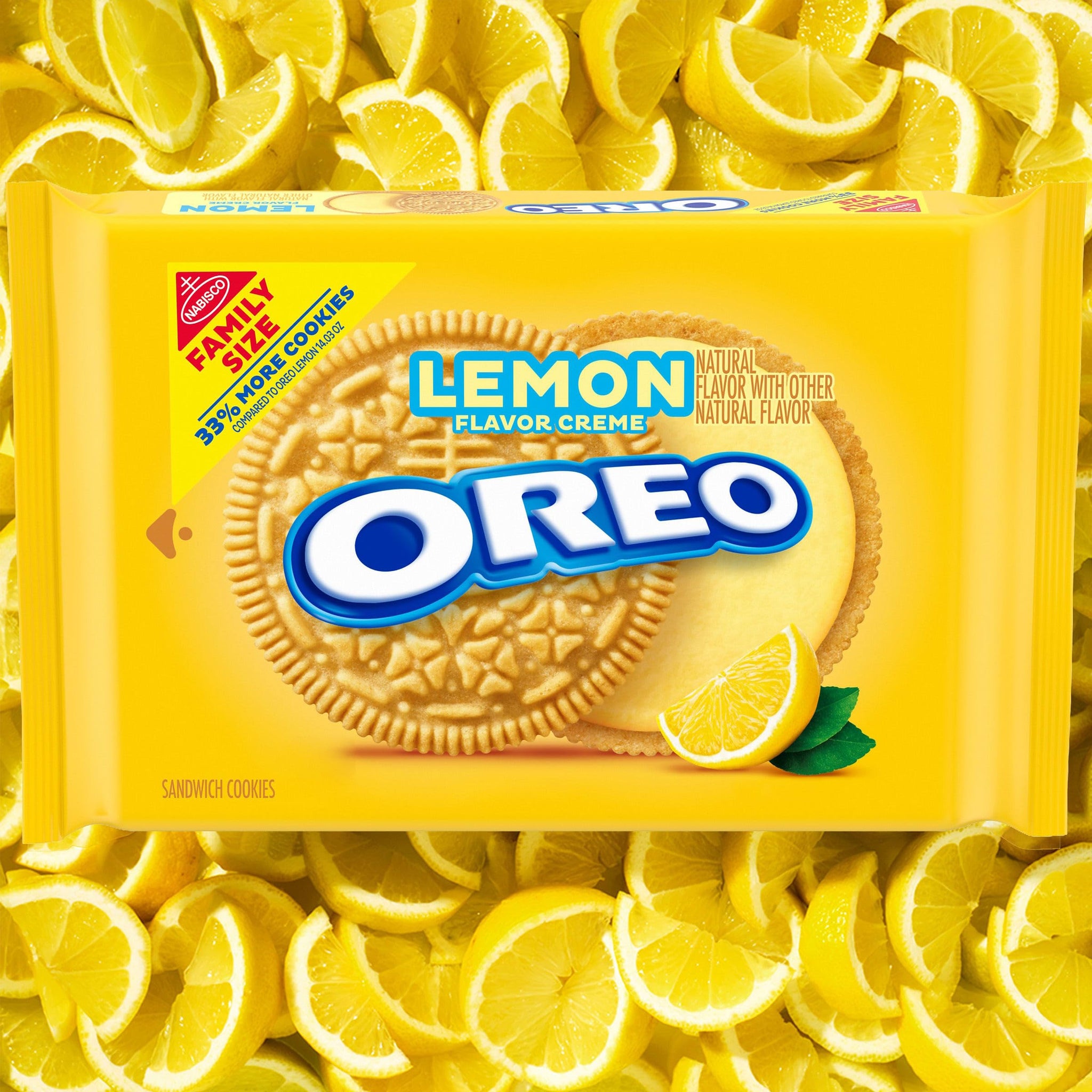 OREO Lemon Creme Sandwich Cookies, Family Size, 18.71 oz