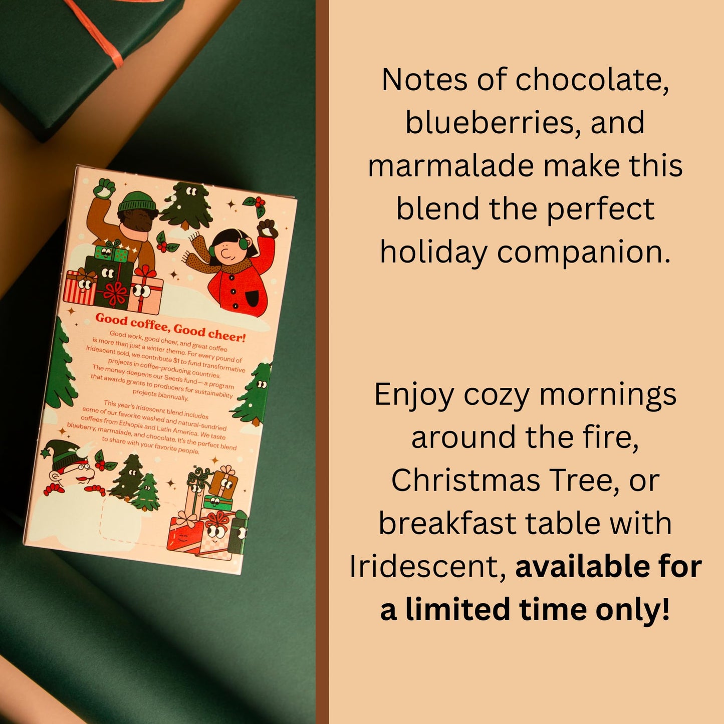 Counter Culture Coffee Iridescent Holiday Coffee Blend - Medium Light Roast, Sustainably Farmed, Kosher, Whole Bean Coffee, 12 oz