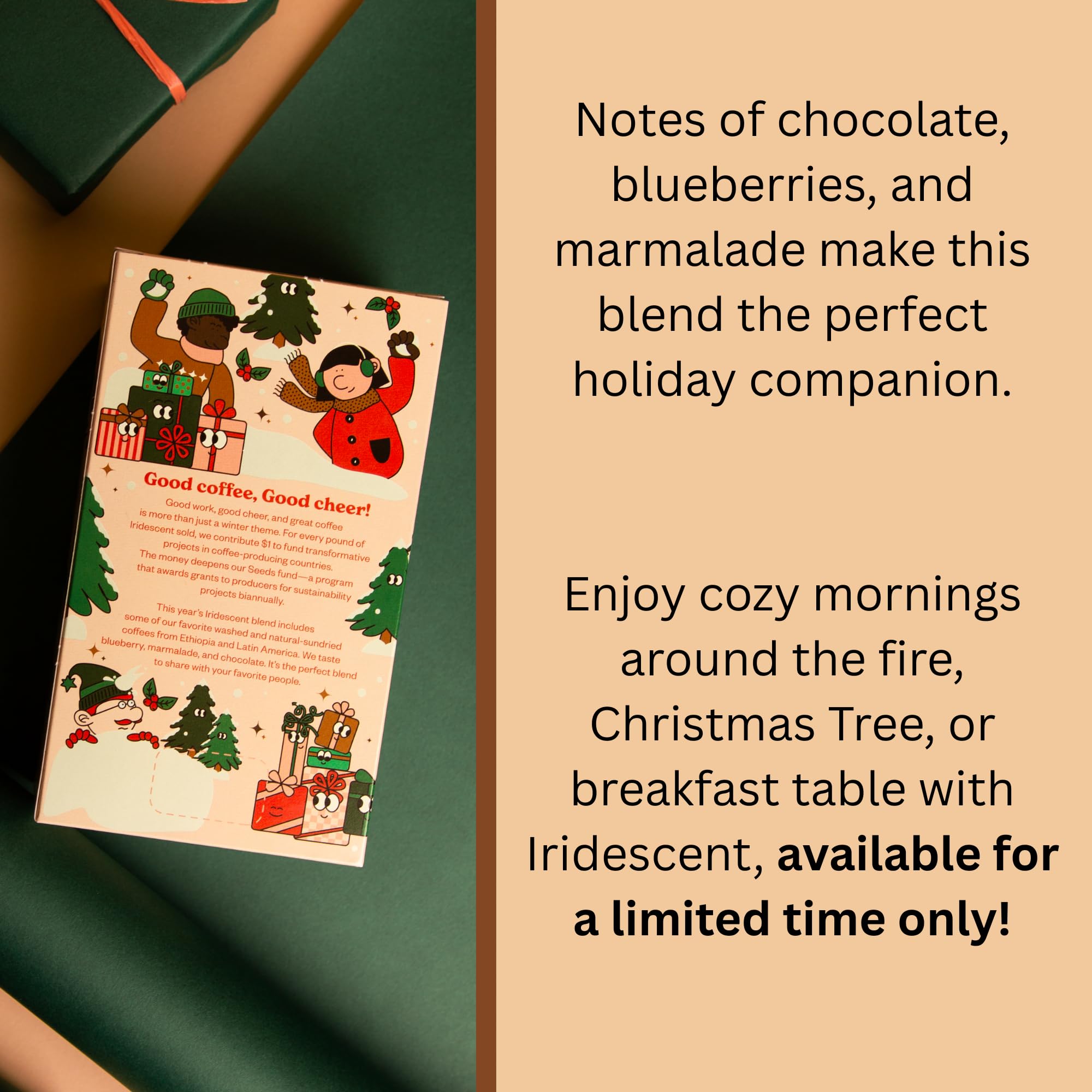 Counter Culture Coffee Iridescent Holiday Coffee Blend - Medium Light Roast, Sustainably Farmed, Kosher, Whole Bean Coffee, 12 oz