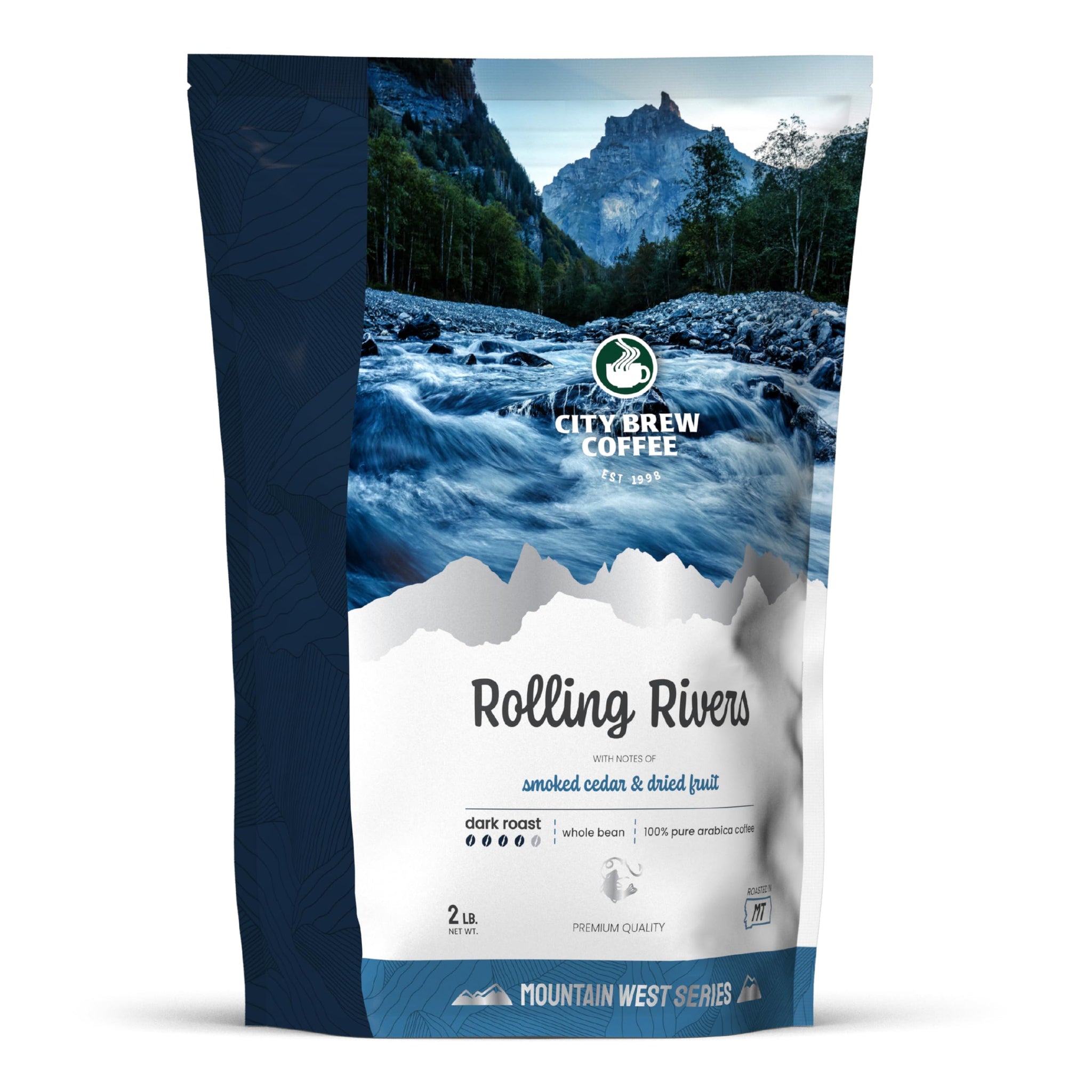 City Brew Rolling Rivers - Dark Roast Whole Bean Coffee - 2Lb