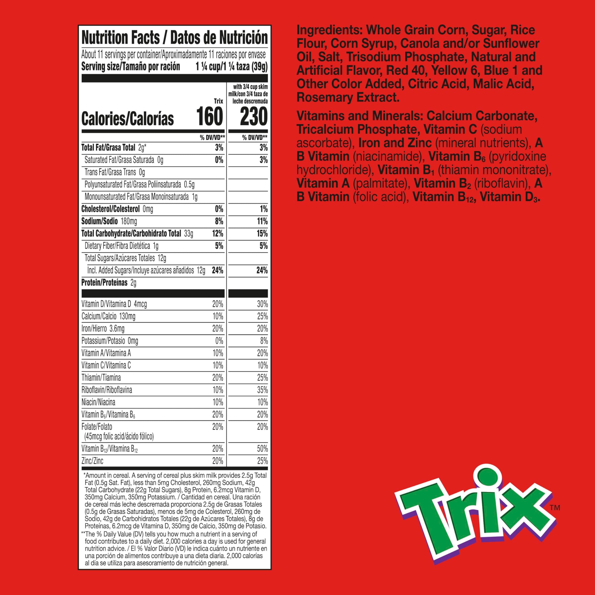 Trix Breakfast Cereal, 6 Fruity Shapes, Made with Whole Grain, Family Size, 16.1 oz