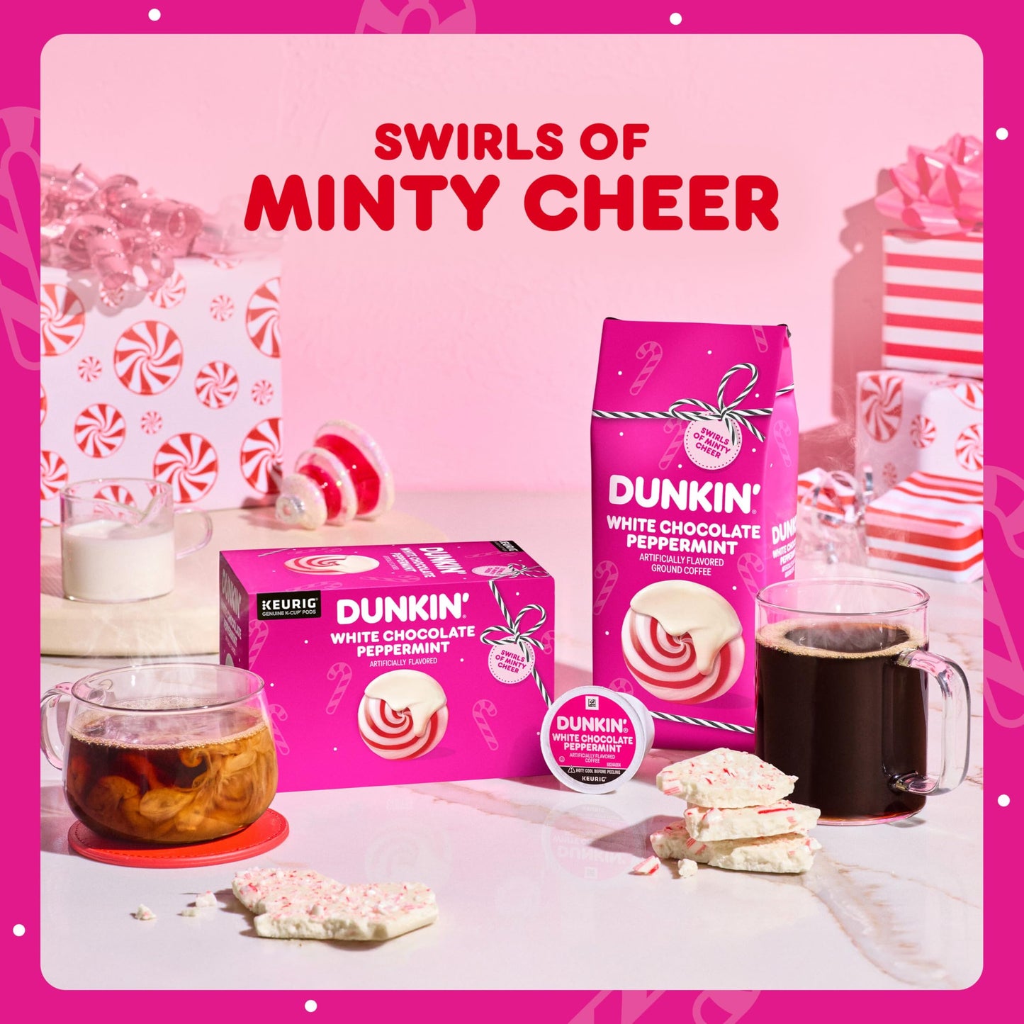 Dunkin’ White Chocolate Peppermint Artificially Flavored Ground Coffee, 11 oz. Bag