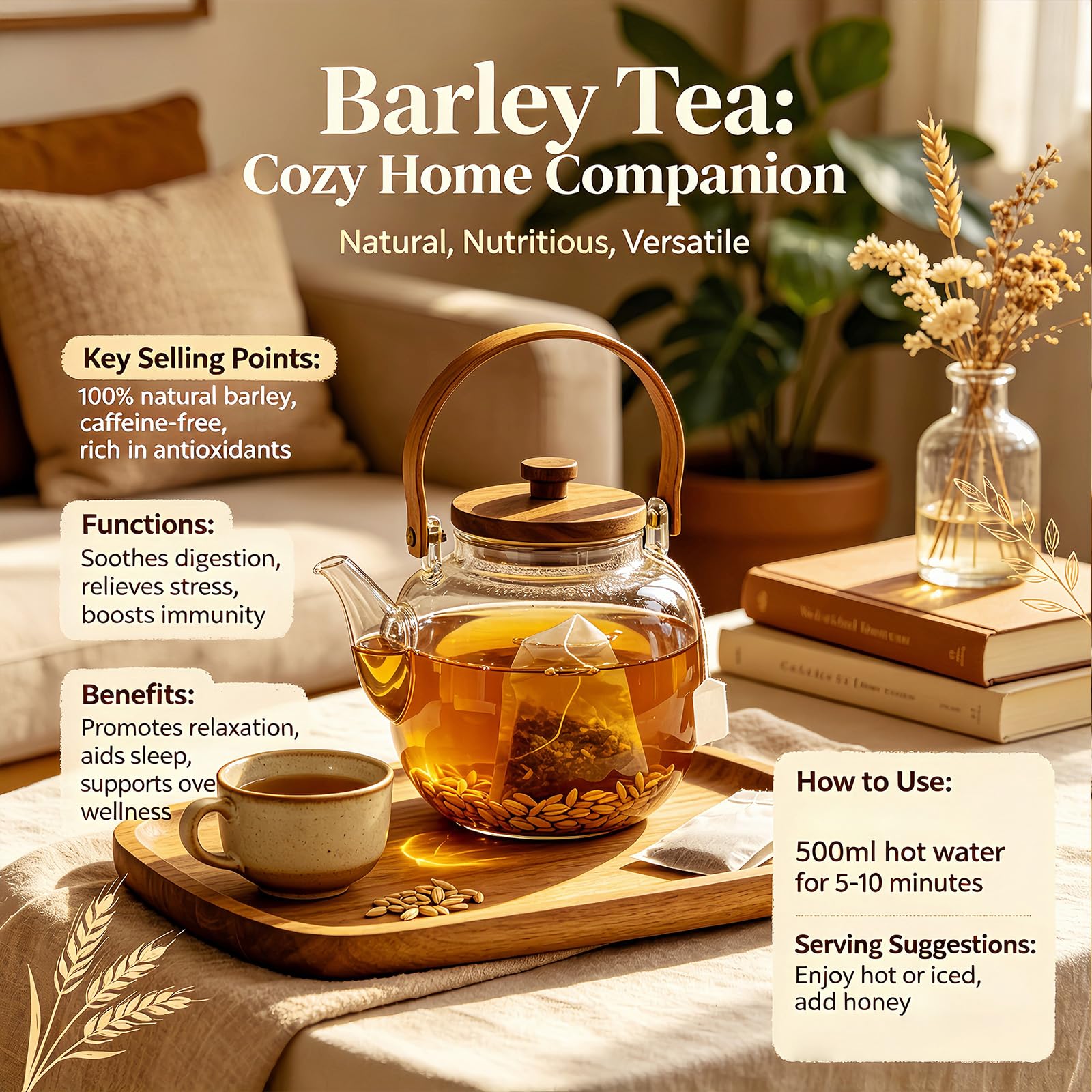 10.5 oz Roasted Barley Tea - Caffeine-Free, Sugar-Free | Nutty Korean-Style Grain Tea | 300 g