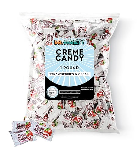 Creme Savers Strawberry & Creme Hard Candy Bulk (1 lb) - Individually Wrapped Pink Candy, Classic Strawberries and Creme Treats for Parties, Candy