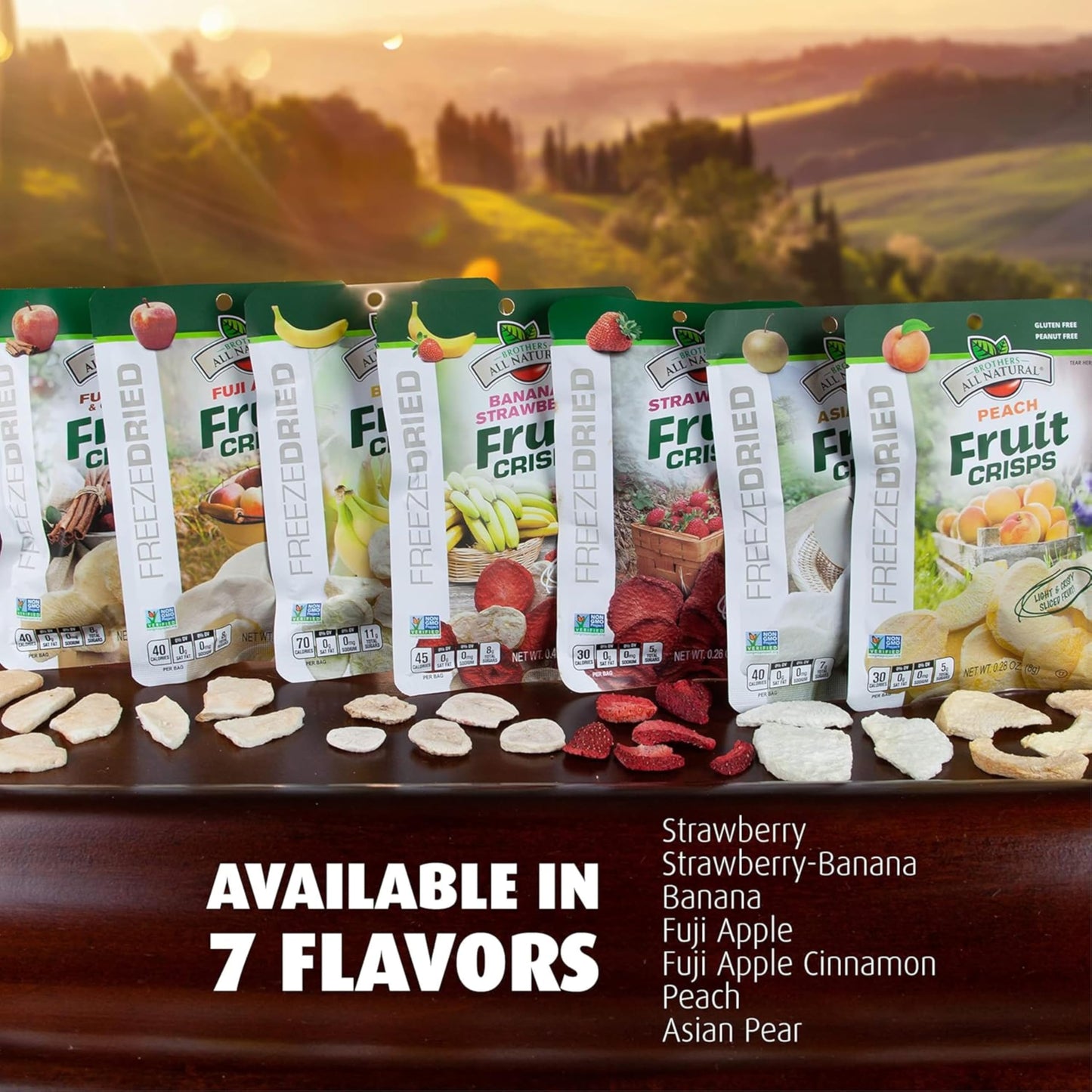 Brothers All Natural Freeze Dried Fruit Crisps, Fuji Apple, 1 Oz (Pack of 8), Made with 100% Fruit, Gluten Free, Soy Free, Vegan, Healthy Snack