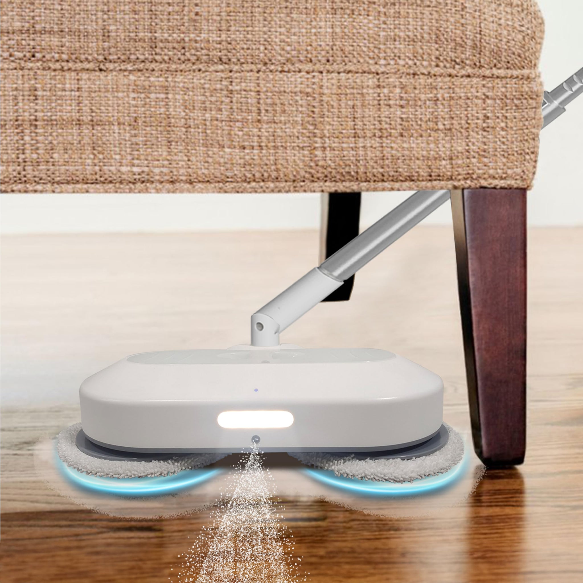 Impecca Electric Mop, Cordless Spinning Mop with Dual Motor with LED Headlights, 3-Set of Spin mops Water Tank for Multi-Surface, Self-Propelled