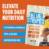 Blue Stripes - Trail Mix, 70% Chocolate Chips, Almonds, Macadamia Nuts, Mango, Healthy Snacks for Adults, Whole 70% Cacao, With Unrefined Sugar, Non