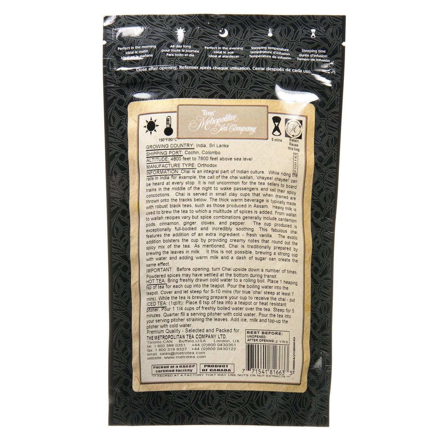 Metropolitan Tea Discovery Loose Tea Pack, Vanilla Chai Chai, 100gm