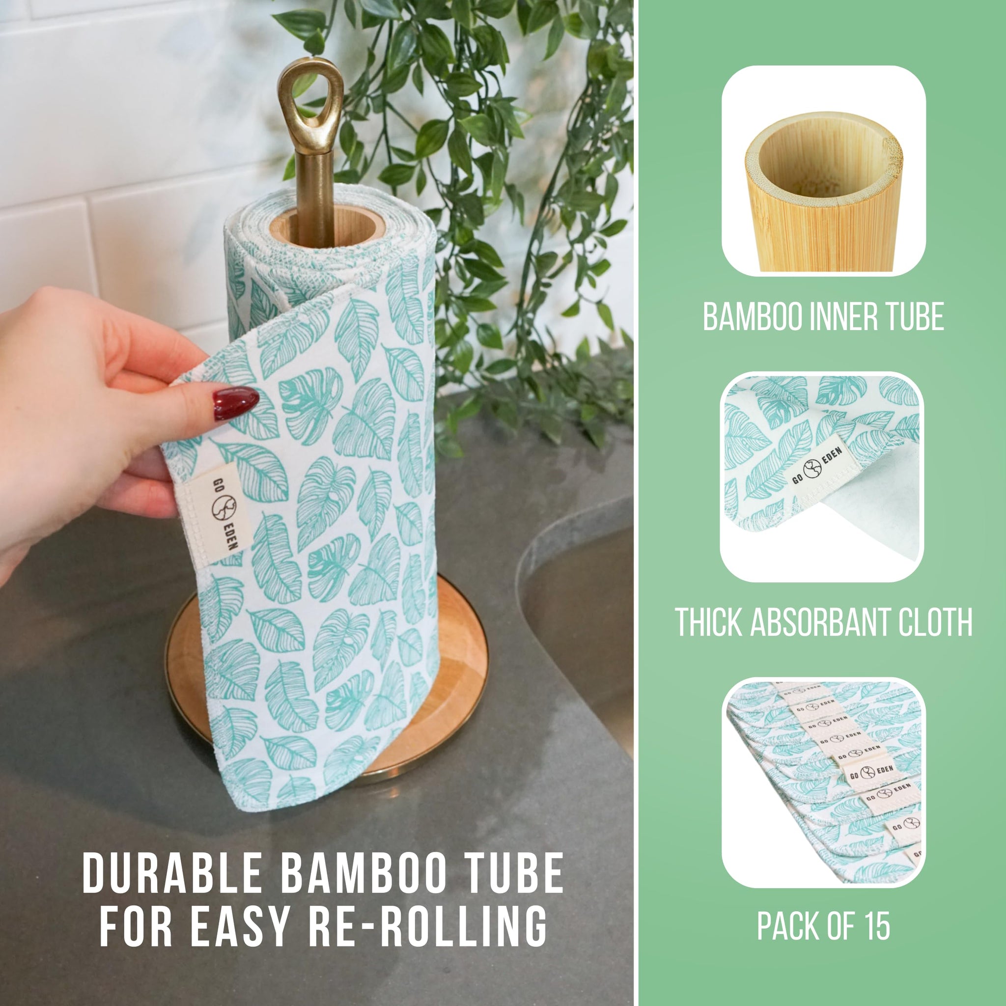 Go Eden Reusable Paper Towels - Pack of Paperless & Washable Towels, 100% Cotton, Highly Absorbent, and Built to Last, Kitchen Dish Cloth Alternative