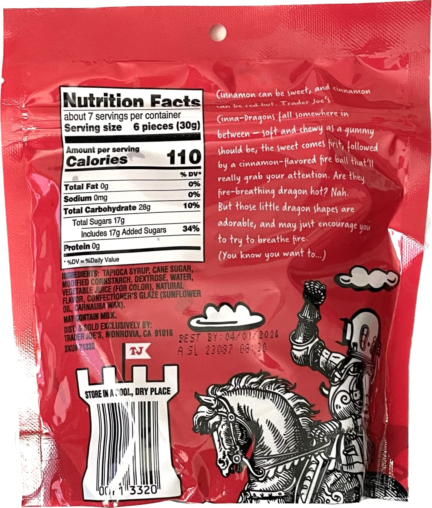 Trader Joe Cinna-Dragons Soft & Chewy Gummy Candy 7oz 198g (Two Bags)