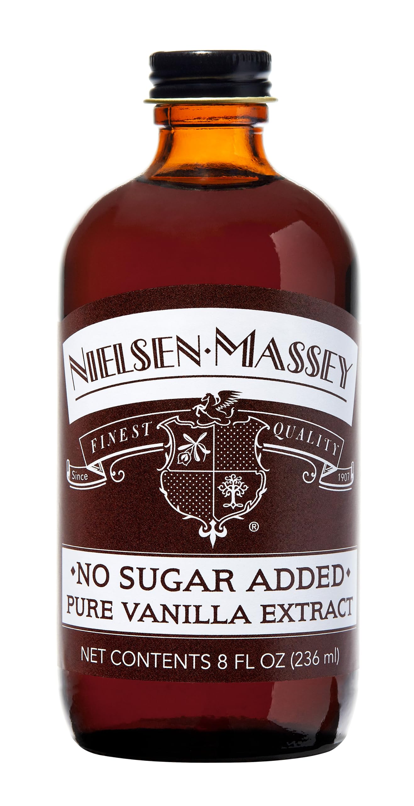 Nielsen-Massey No Sugar Added Pure Vanilla Extract for Baking and Cooking, 8 Ounce Bottle