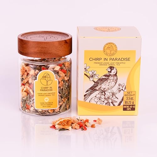 Tea Ranch - Chirp in Paradise Pineapple Orange, Loose Leaf Tropical Fruit Herbal Tea, Premium Blend, Naturally Caffeine?Free Herbal, Enjoy Hot or Iced