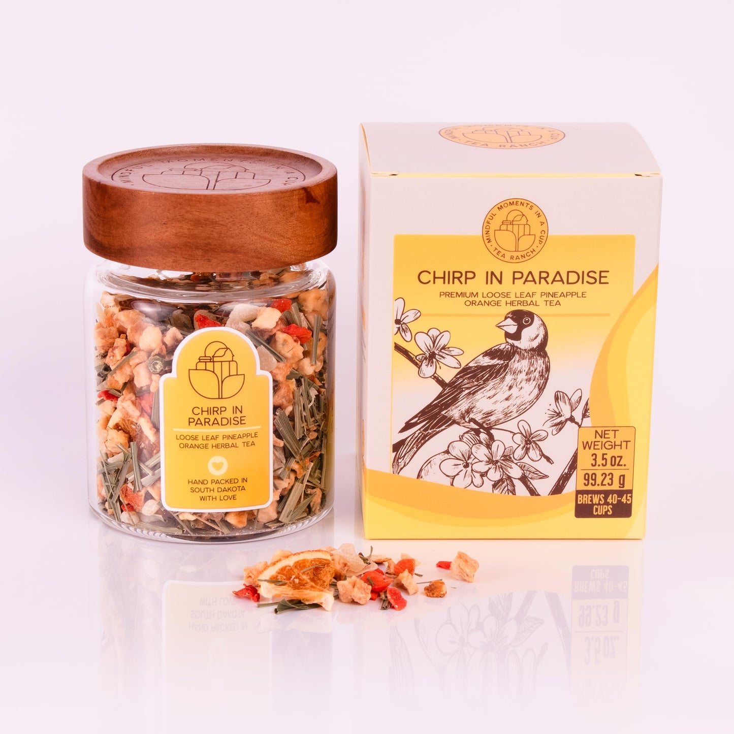 Tea Ranch - Chirp in Paradise Pineapple Orange, Loose Leaf Tropical Fruit Herbal Tea, Premium Blend, Naturally Caffeine?Free Herbal, Enjoy Hot or Iced