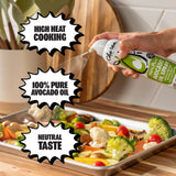 Chosen Foods 100% Pure Avocado Oil Spray 4.7 oz. (1 Pack), Non-GMO, 500°F Smoke Point, Propellant-Free, Air Pressure Only for High-Heat Cooking, Baking and Frying