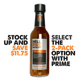 Hell Fire Detroit Bourbon Habanero Ghost Hot Sauce (Extra hot), Crafted with Fresh, Fire-Roasted Habanero and Ghost Chile Peppers, All-Natural, Vegan
