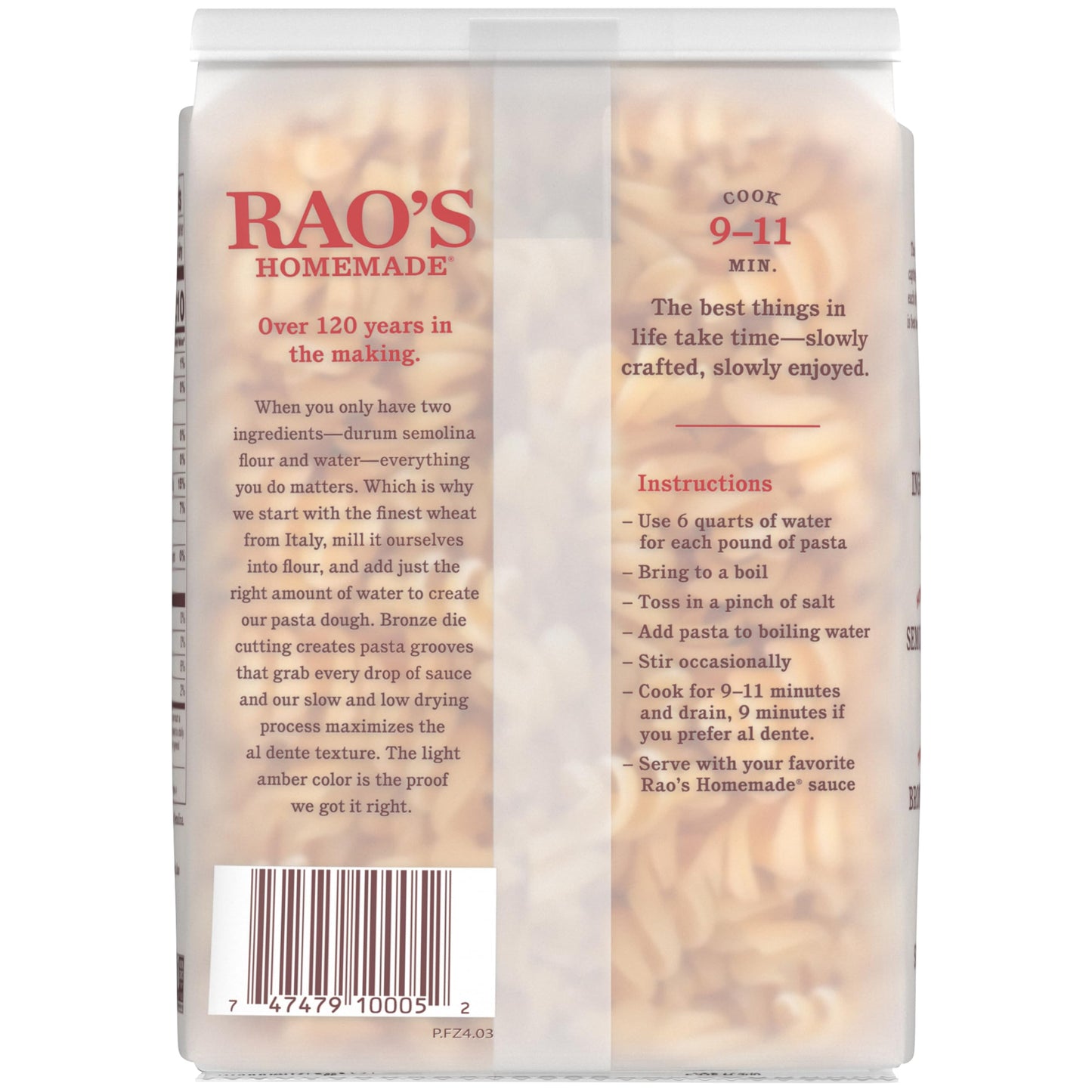 Rao's Homemade Fusilli Pasta, 16 oz