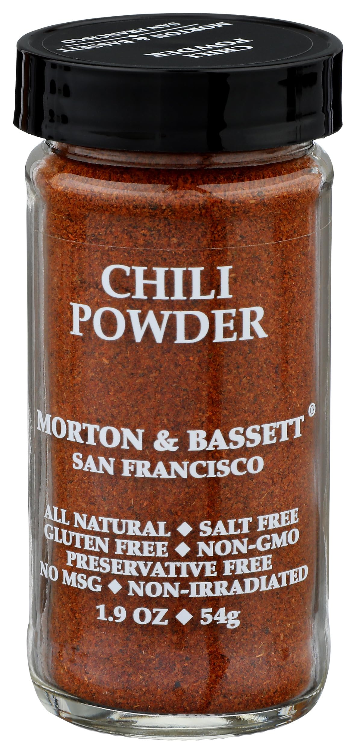 Morton & Bassett Chili Powder Seasoning, 1.9oz - Salt-Free, Non-GMO, Smoky & Bold Blend for Mexican & Tex-Mex