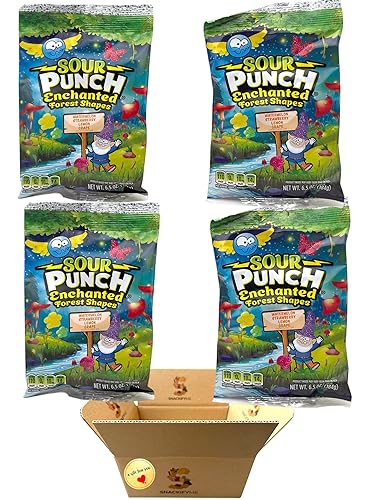 SNACKIFYME Gift Box Enchanted Forest Shapes Sour Candy 4-Pack (26 oz Total) - Assorted Fruit Flavors, Chewy Gummy Treats, Bulk