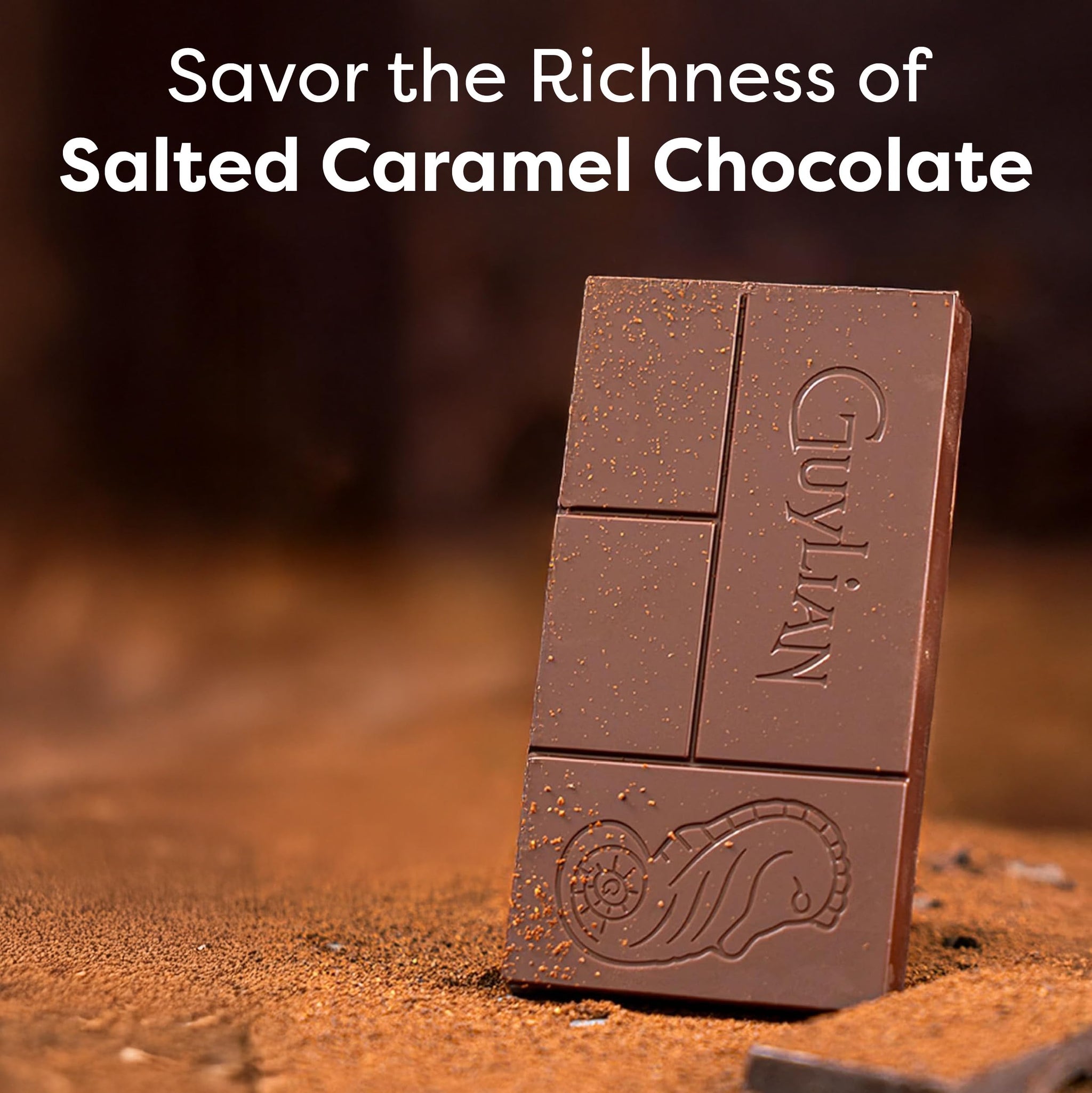 Premium Milk Chocolate Salted Caramel Bar by GuyLian, 3.53oz Belgian Gourmet Chocolate Tablet, Sweet & Savory Treat for Women and Men, (12 bars)
