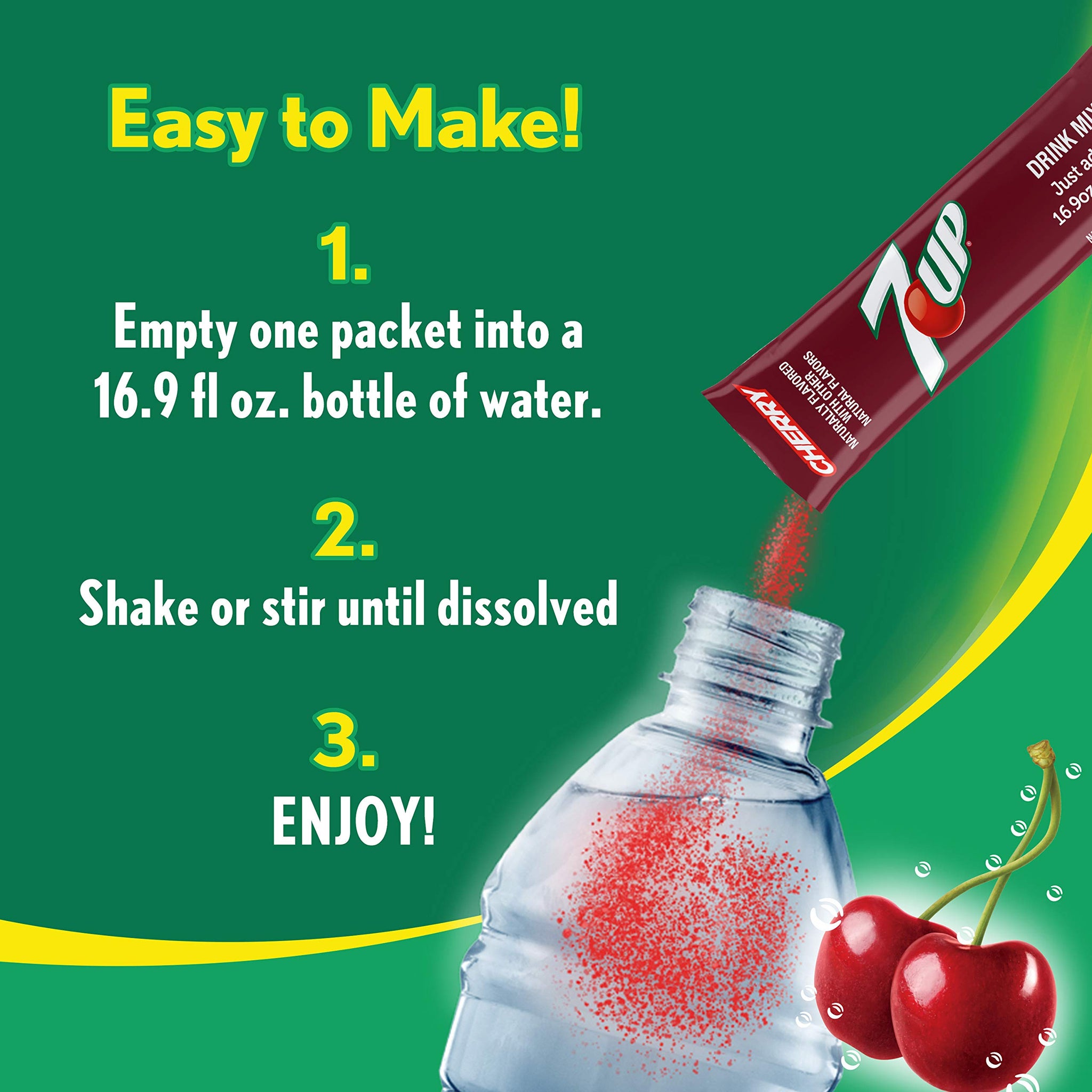 7-UP Powder Drink Mix - Sugar Free & Delicious (Cherry, 72 Sticks)