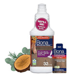 Bona Hardwood Floor Cleaner Bottle for use with Swiffer WETJET Spray Mop, Cedar Wood Scent, makes 64 Fl Oz - Includes Filled Bottle + Concentrate