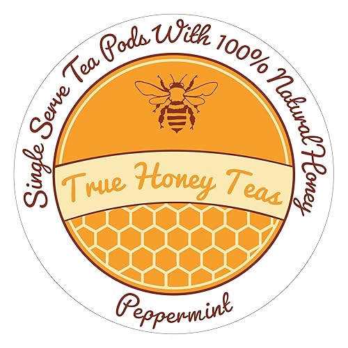 True Honey Peppermint Tea Pods - Honey Crystals Blended In Every Tea Pod - Healthy Digestion Nutriment - All Natural Organic Herbal Caffeine Free Tea