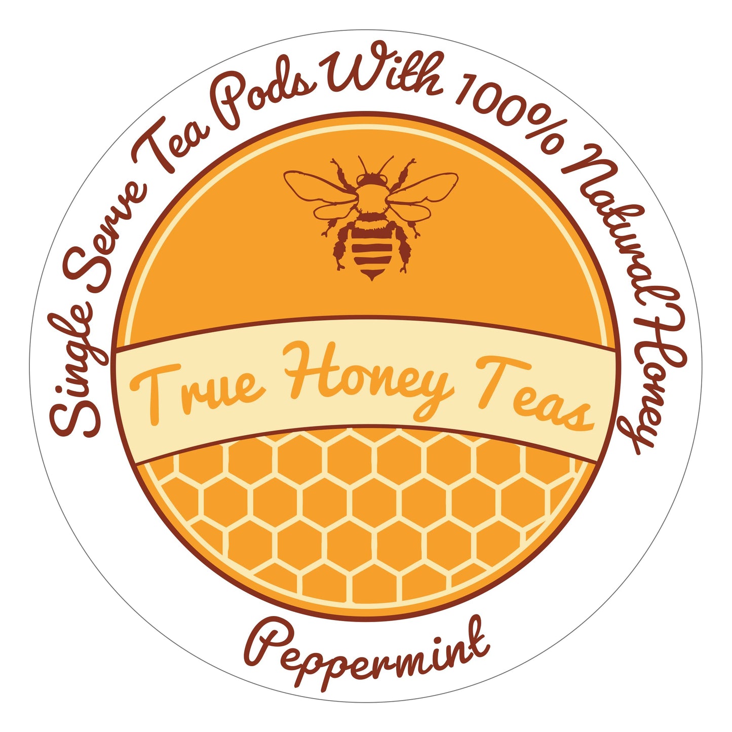 True Honey Peppermint Tea Pods - Honey Crystals Blended In Every Tea Pod - Healthy Digestion Nutriment - All Natural Organic Herbal Caffeine Free Tea