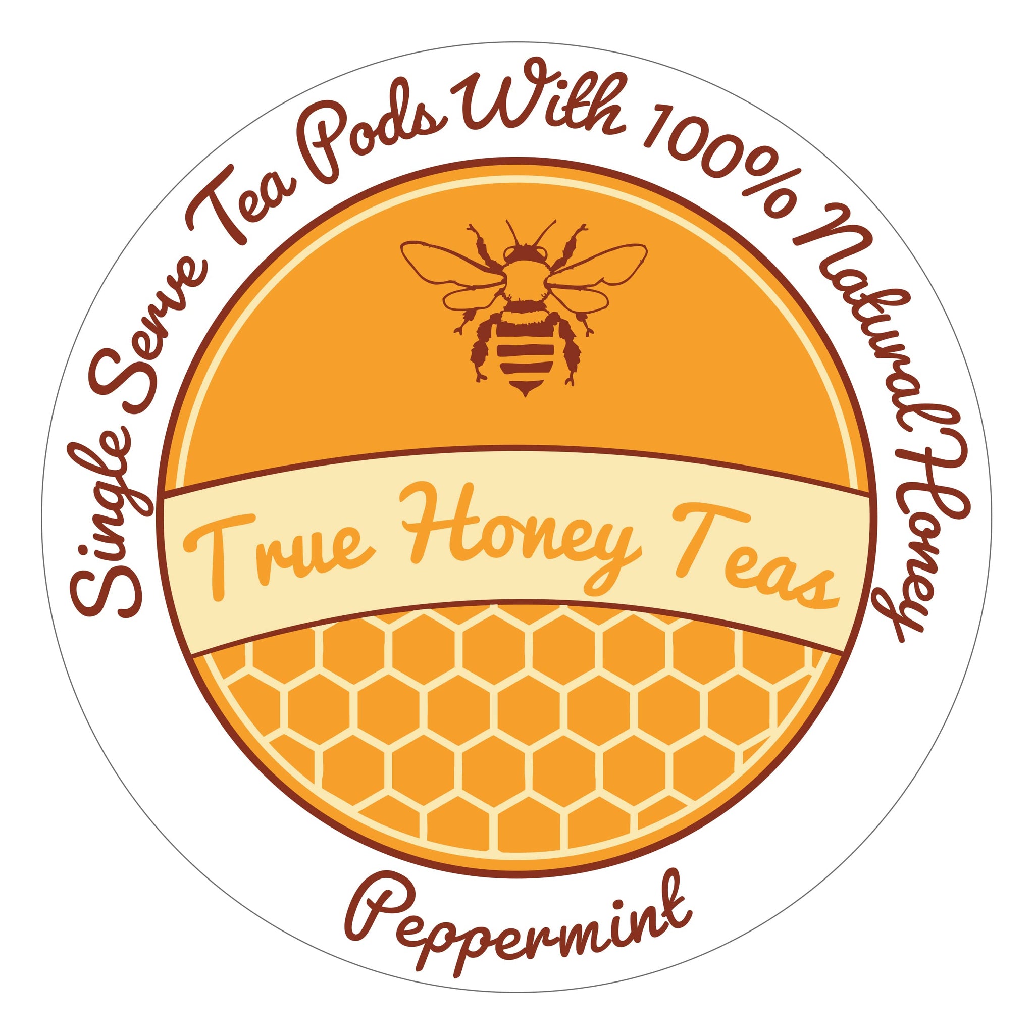 True Honey Peppermint Tea Pods - Honey Crystals Blended In Every Tea Pod - Healthy Digestion Nutriment - All Natural Organic Herbal Caffeine Free Tea