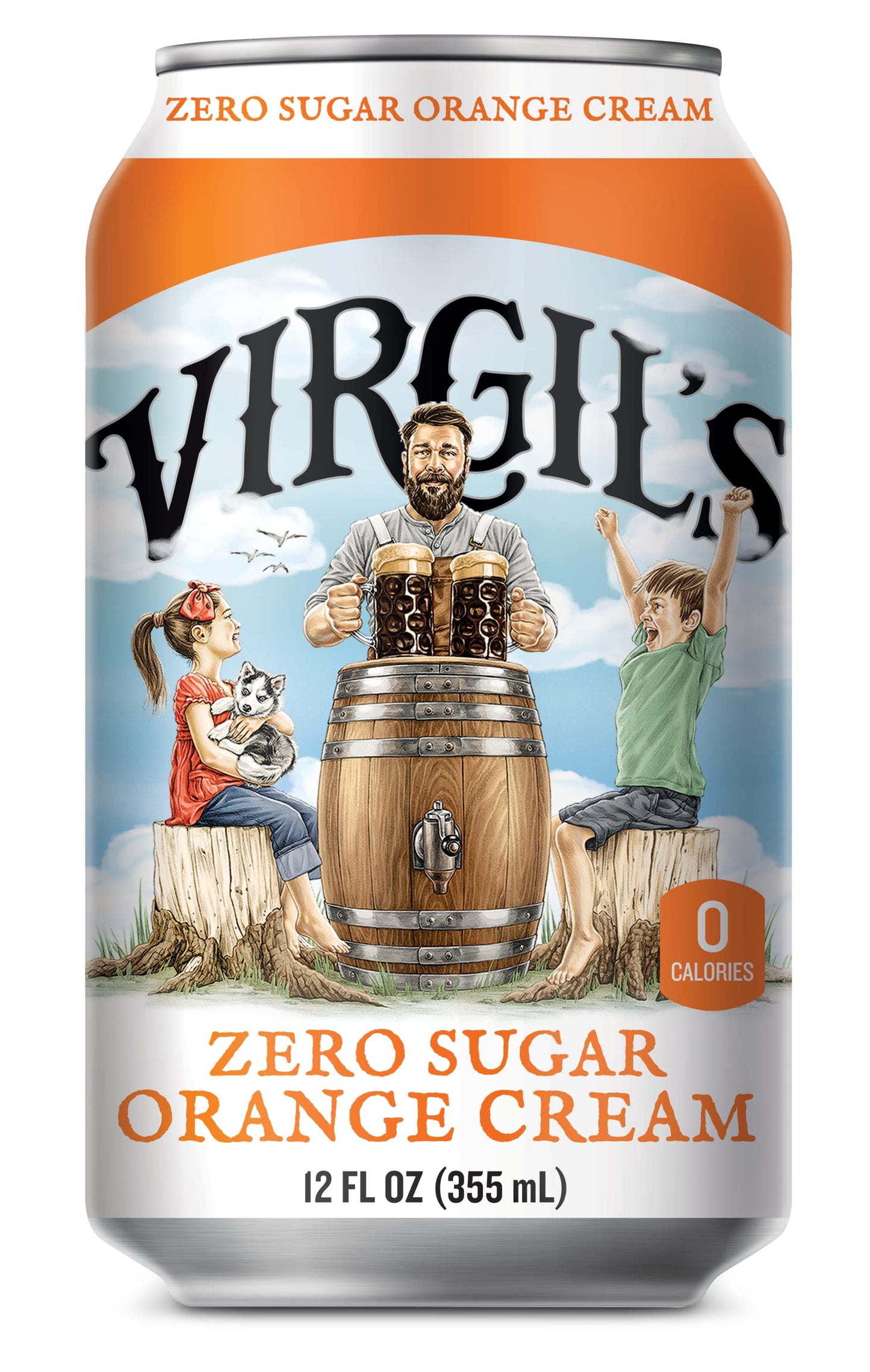 Virgil's New All-Natural Zero Sugar Orange Soda, 12-oz (24 Cans)