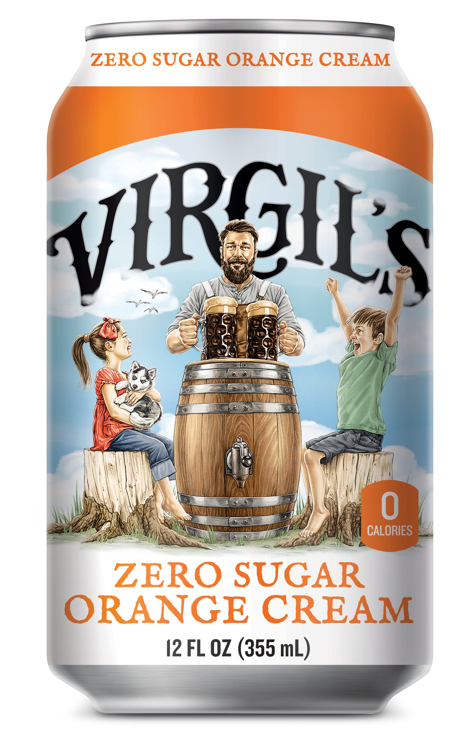 Virgil's New All-Natural Zero Sugar Orange Soda, 12-oz (24 Cans)